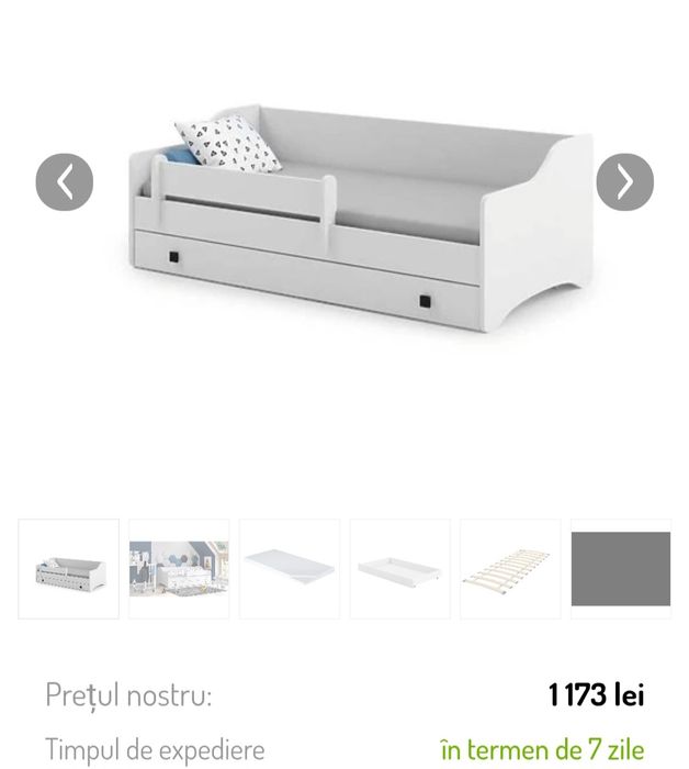 Pat cu sertar si protectie laterala (180 x 80)