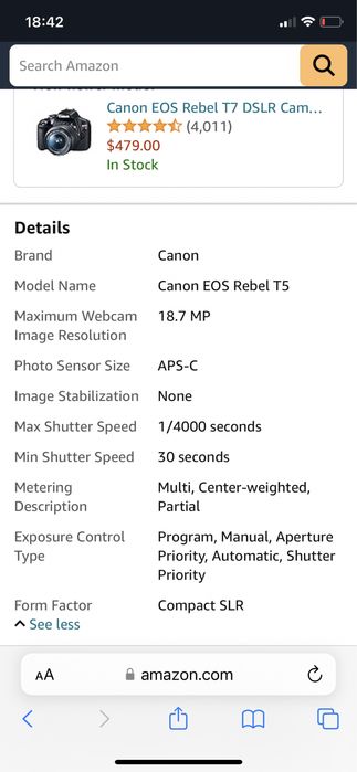 Vand Canon EOS Rebel T5