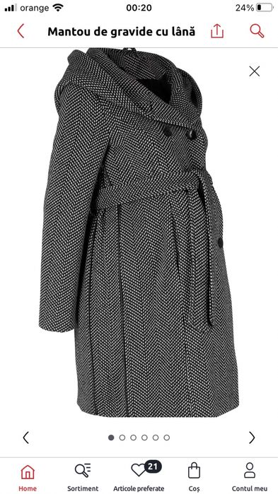 Paltonas pentru gravide, cu compozitie de lana