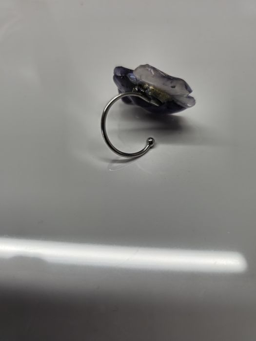 Комплект гривна, пръстен и обеци. Истински градински теменужки