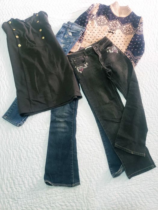 Туники и джинсовые брюки