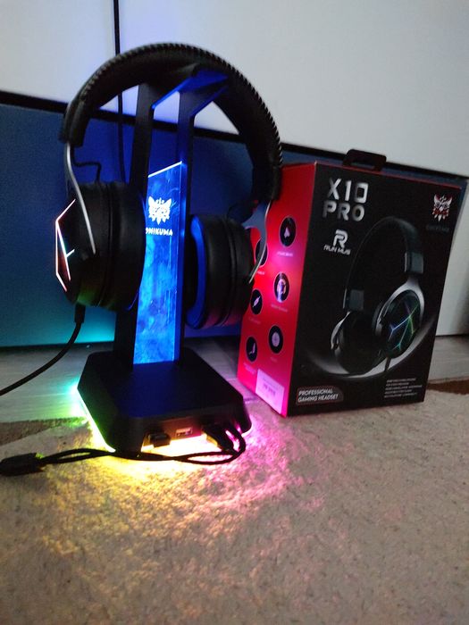 Căști de gaming  x10 pro și suport de căști