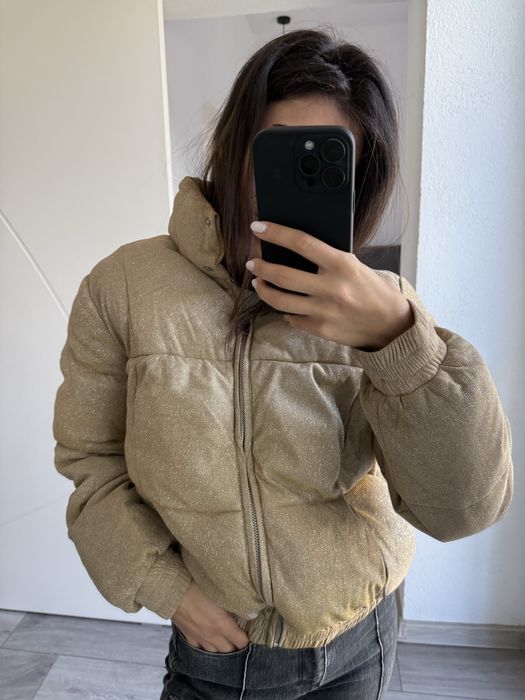 Яке, естествена яка, блестящо, палто