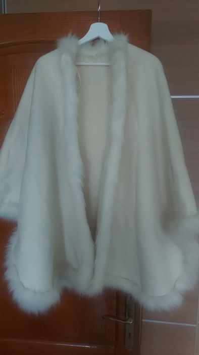 Cardigan alb dim piele cu blanita