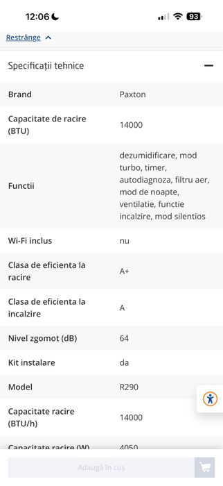 Aer conditionat paxton