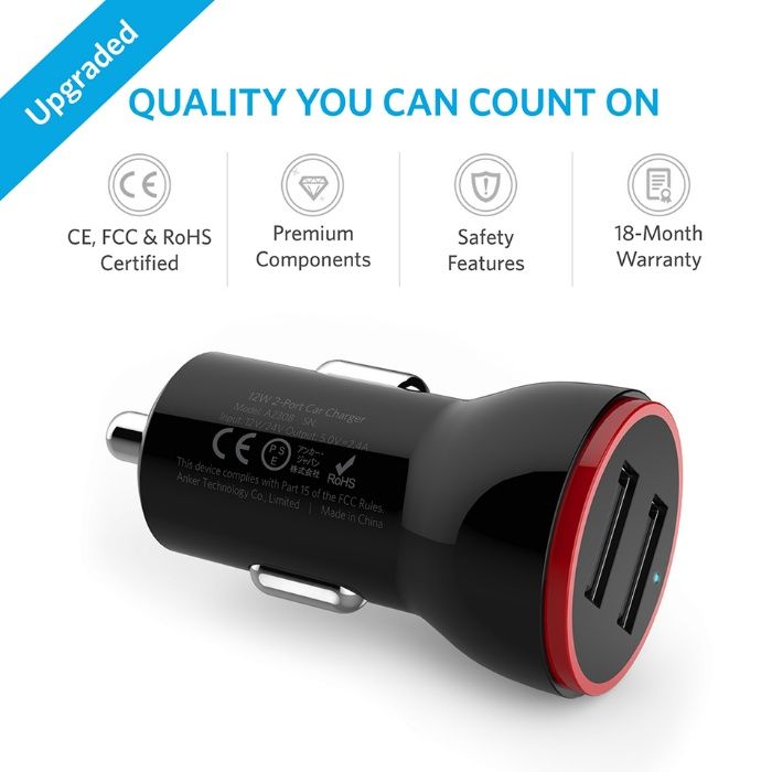 Anker PowerDrive 2 Lite-12W USB зарядно с два порта