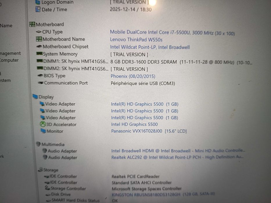 Laptop Lenovo W550s, core i7, display 3K cu touch, 2 baterii, nvidia