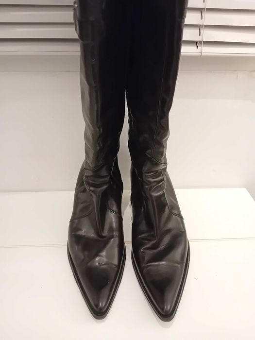 Дамски черни ботуши естествена кожа, произведени в Италия, 38 номер