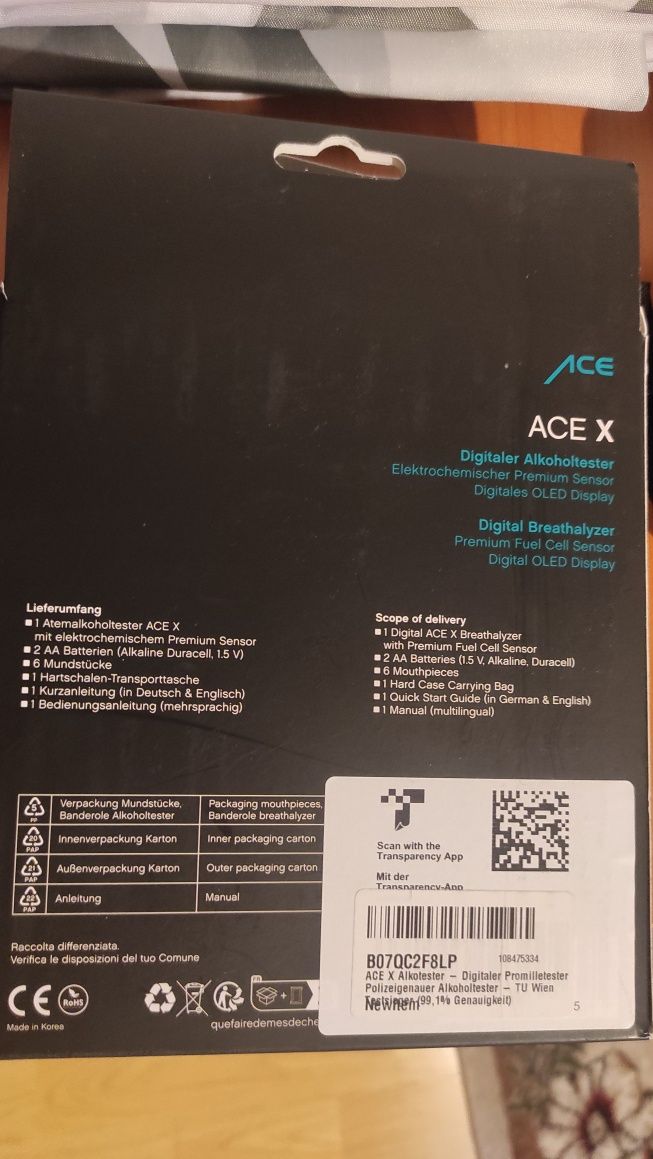 ACE X Alkotester - Digitaler Promilletester - Polizeigenauer