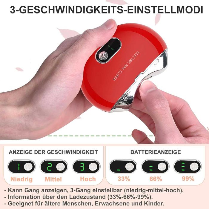 Електрическа нокторезачка за нокти, безопасна за бебе, пила за нокти