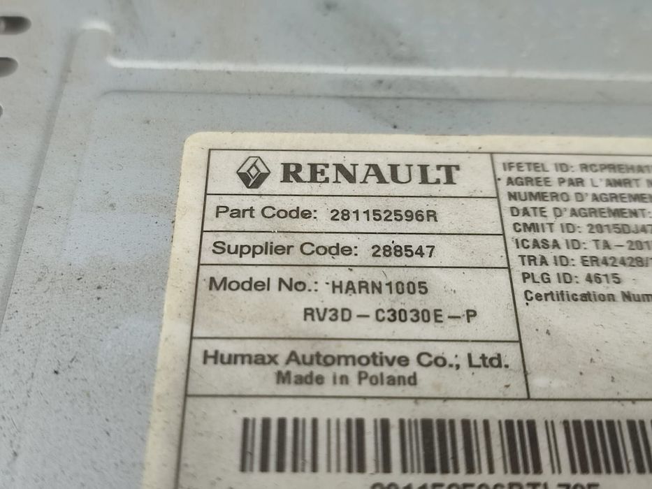 Radio cd player rv3d-c3030e-p 281152596r Dacia Logan 2 [facelift] [20