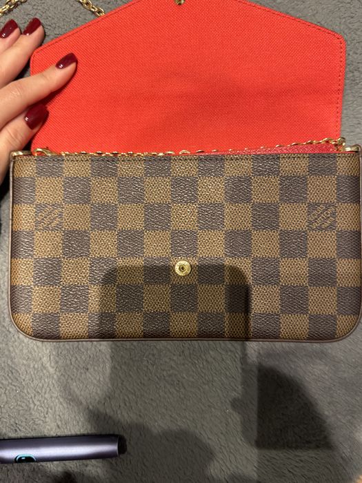 LV pochette bag with gold chain