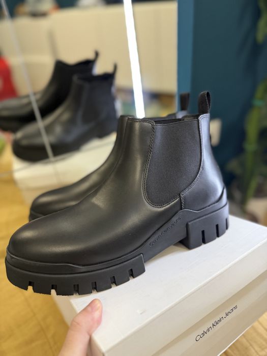 Calvin Klein Jeans botine/cizme din piele naturala marimea 42 noi