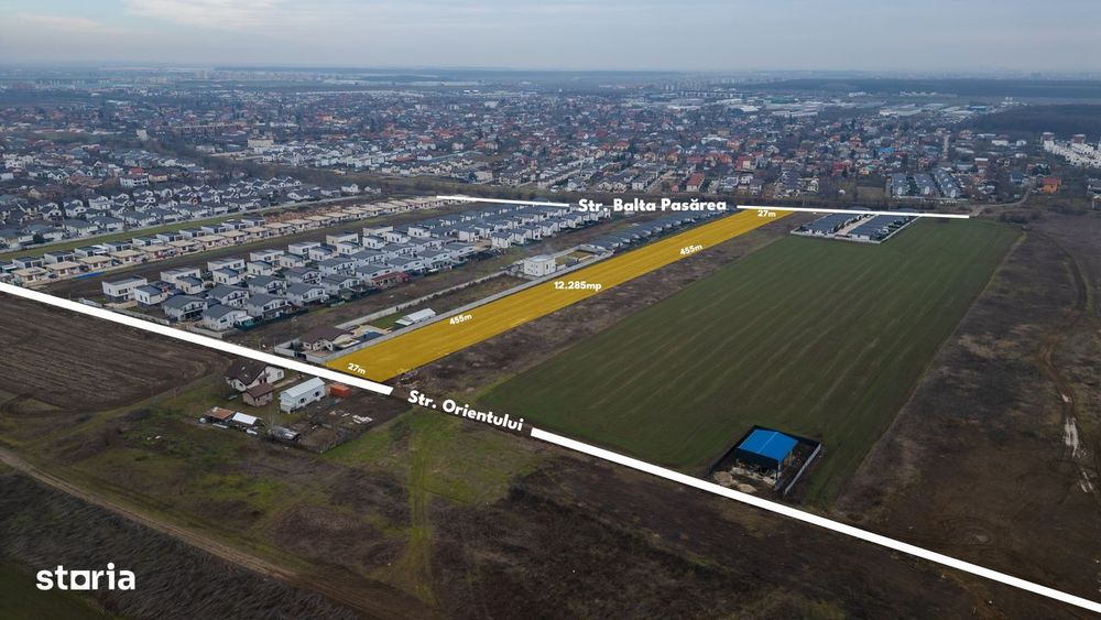 Teren intravilan, 12.200 mp, toate utilitățile, zonă de case, Tunari