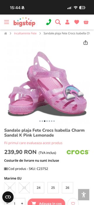 Sandale Crocs de fetite marime 24-25
