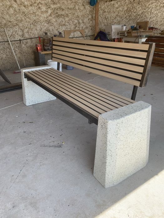 Скамейка из ДПК мраморная бетонная. Mramor skameka beton DPK