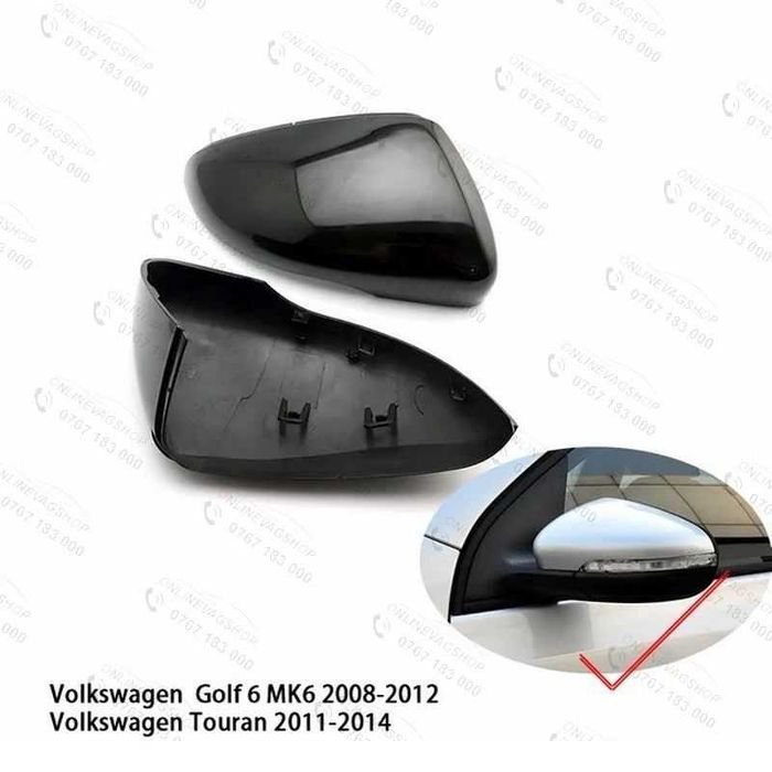 Capace oglinda Volkswagen Golf 6 Mk6, Touran negru lucios