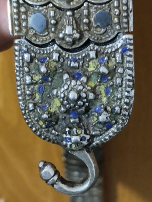 ЕТНО Старинен сребърен колан с емайл