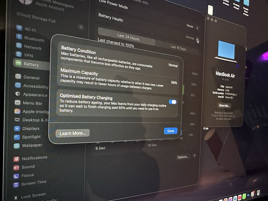 Laptop Macbook Air M1 98% baterie