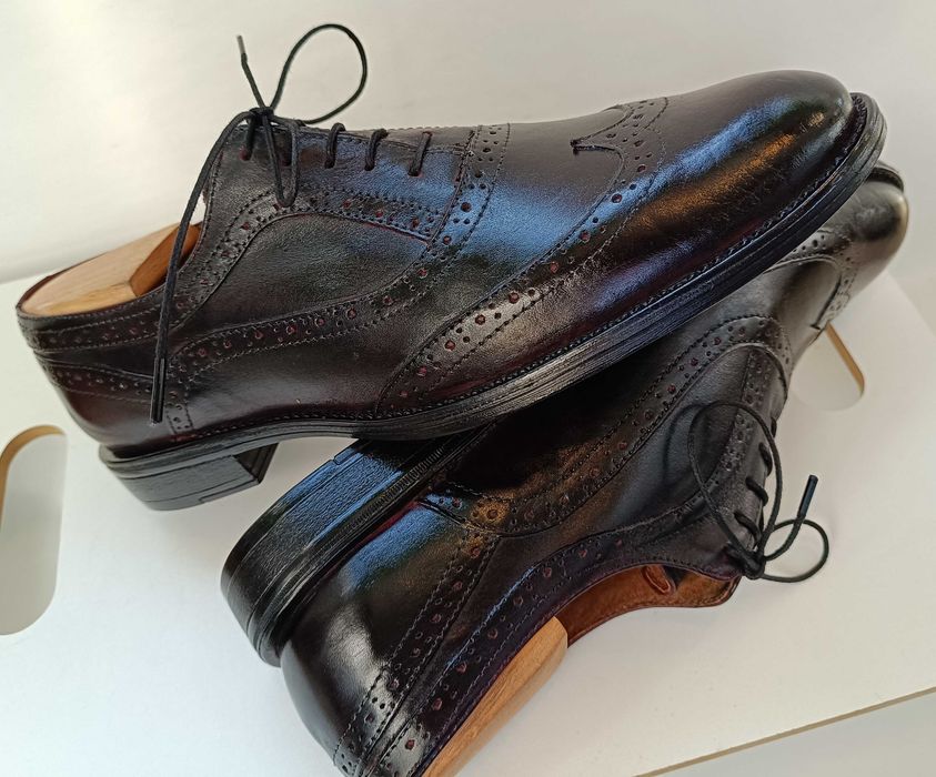 Pantofi oxford 40 40.5 brogue Lavoratione Artigianale NOI piele natur
