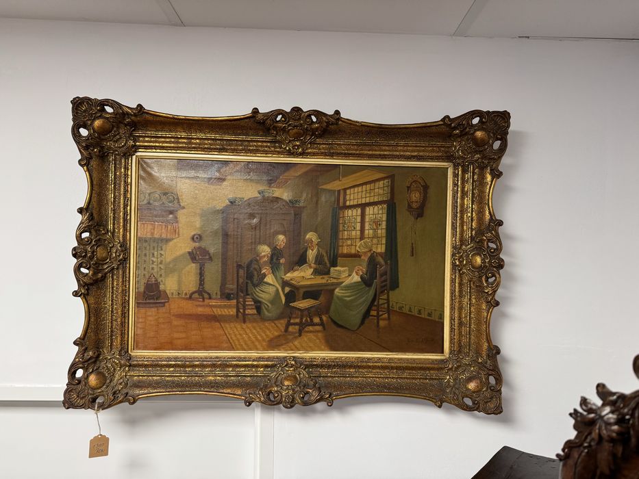 Tablou pictura in ulei pe panza - rama baroc aurie