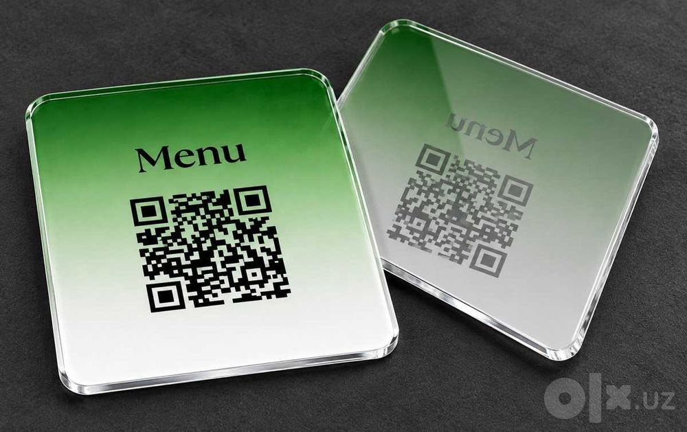 Акриловые QR-таблички Menu 70х80 мм, тираж 150 шт
