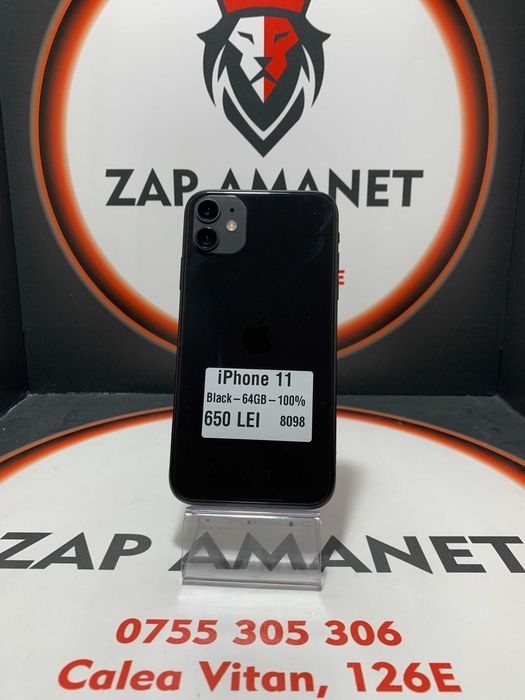 Zap Amanet Vitan - iPhone 11 - Black - 64Gb - 100%