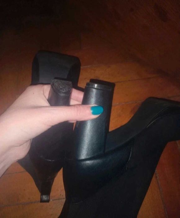 High heel suede & leather boots