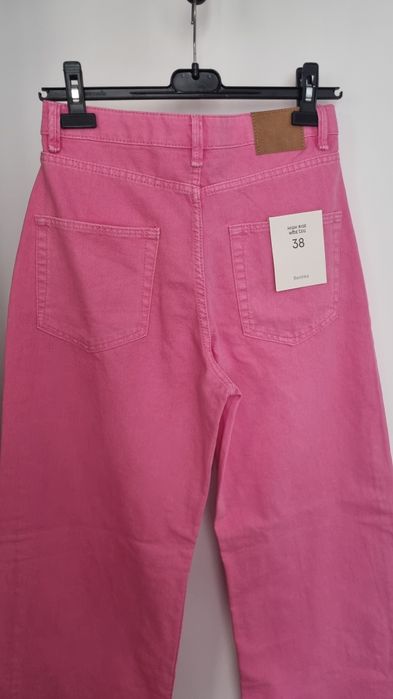 Pantaloni roz Bershka talie înaltă