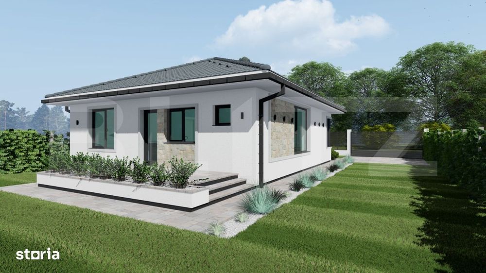 Casa individuala Santandrei cu placa de beton si gard imprejmuire la c