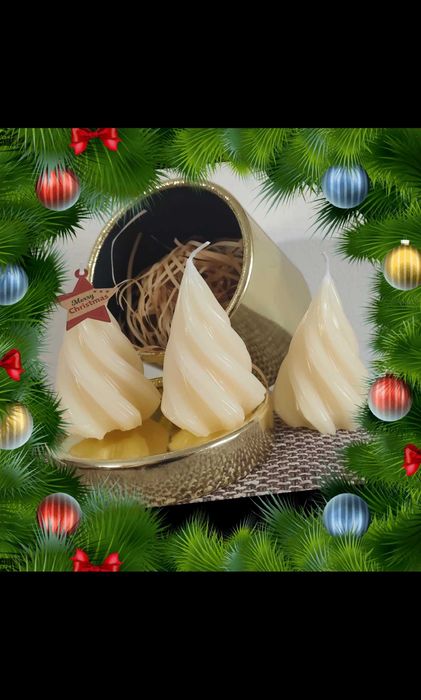 Ароматни, ръчно ляти Коледни свещи от соев восък