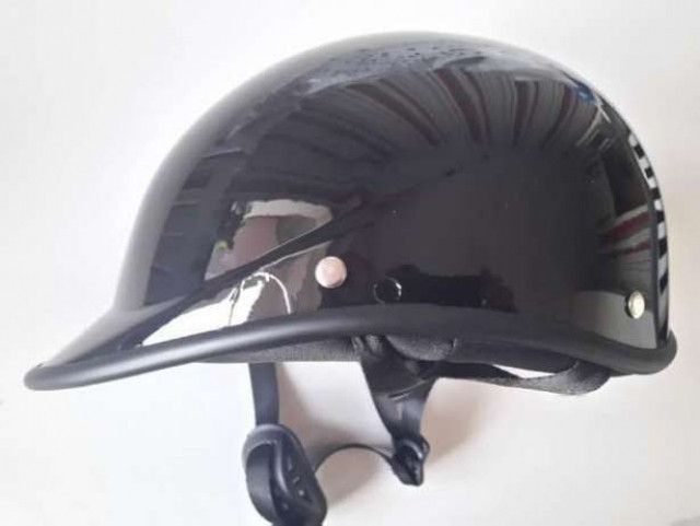 Ретро каска хитлерка нова черна гланц мат нова чопър рокер