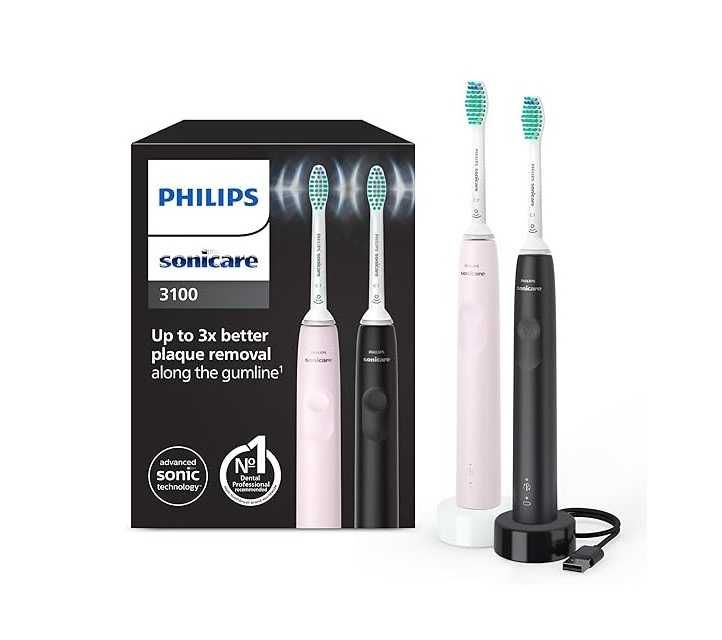 Комплект 2 Електрически четки за зъби Philips Sonicare Seria 3100 HX3675/15, Звукова технология