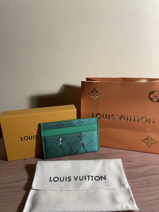 LV/Louis Vuitton зелен кархолдър/порфейл с принт