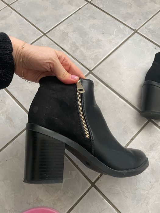 Cizme negre cu toc gros