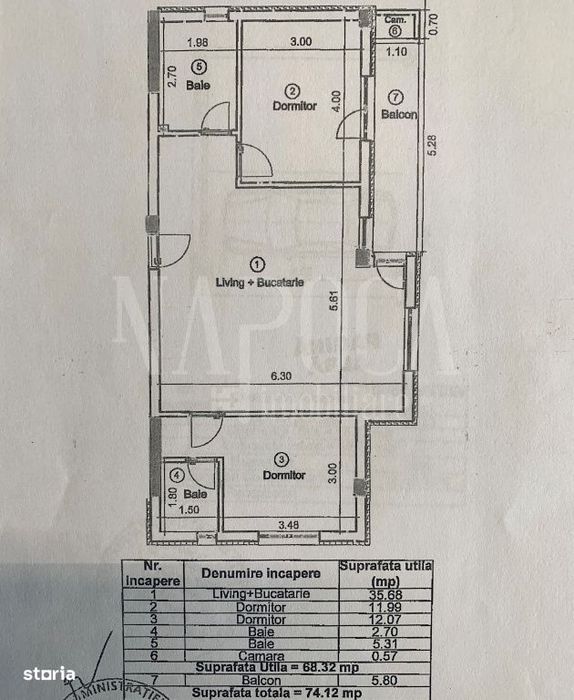 Apartament 3 camere de vanzare in Floresti