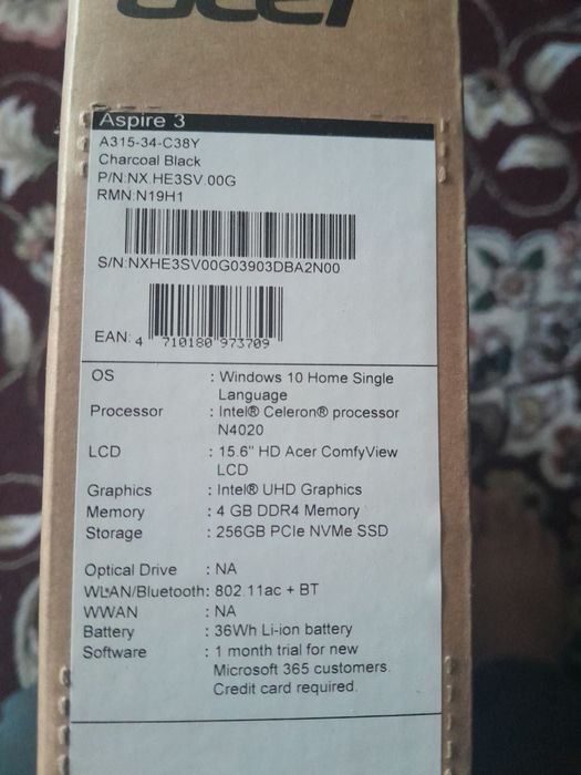 Noutbok Acer Aspire 3.hajmi 6/256