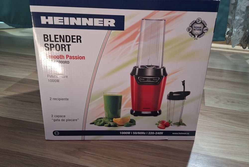 Blender Heinner, 1000 W, 2 Recipiente, 3 Functii