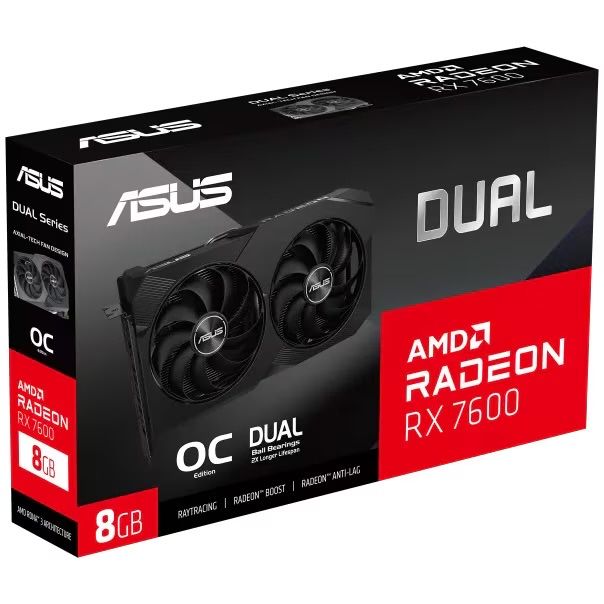 Placă video ASUS Radeon RX 7600 8GB OC, stare impecabilă