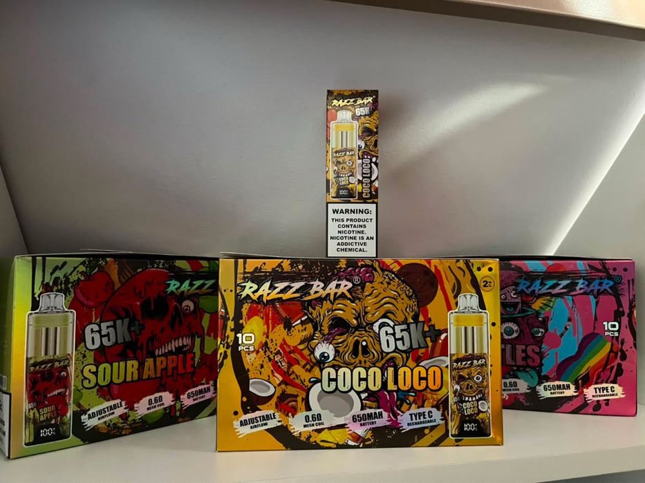 Pachet 3 buc Vape RazzBar 65k puffs reale