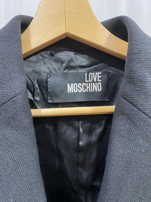 Палто от вълнена смес Love Moschino в черно