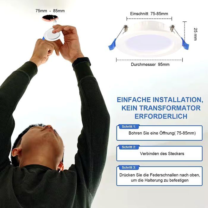 Spot încastrat LED set 10 spoturi LED 230V, 5W 500LM IP44