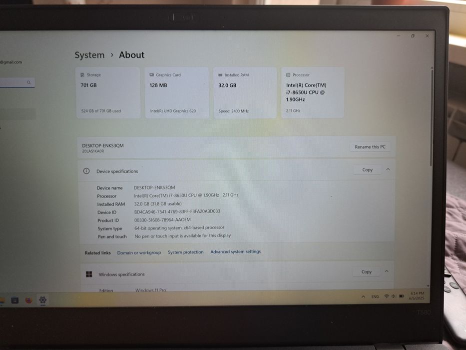 Лаптоп Lenovo ThinkPad T580 с докинг