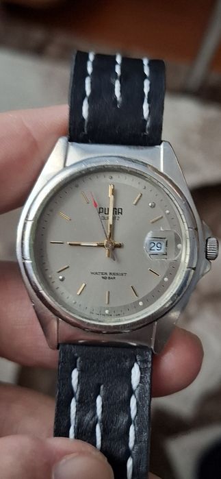 PUMA ceas de mînă bărbătesc cu baterie și curea din piele naturală.