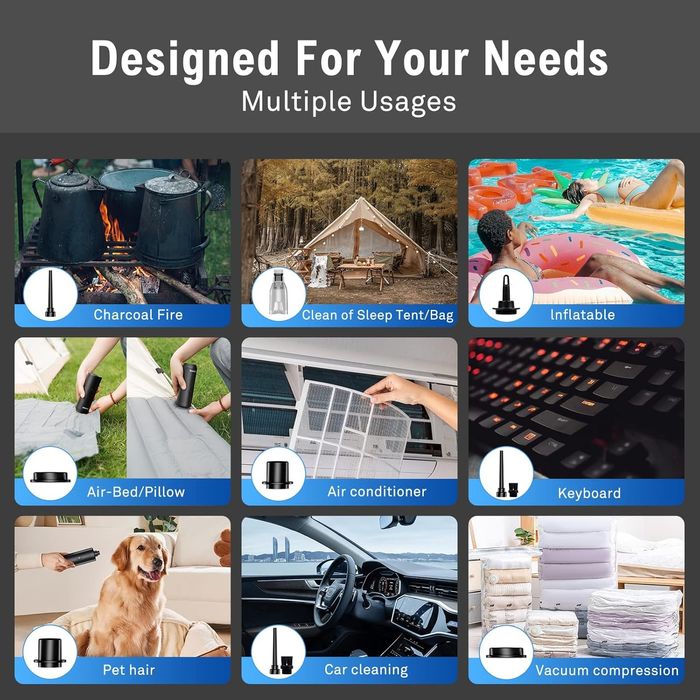 4в1 мини акумулаторна прахосмукачка + духалка за прах + въздушна помпа