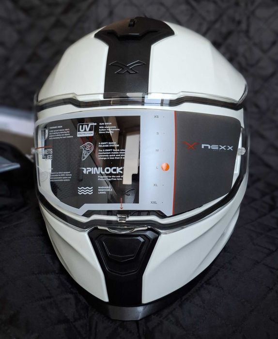 Casca moto NEXX SX 100 CORE EDITION ALB cu PINLOCK masura L noua