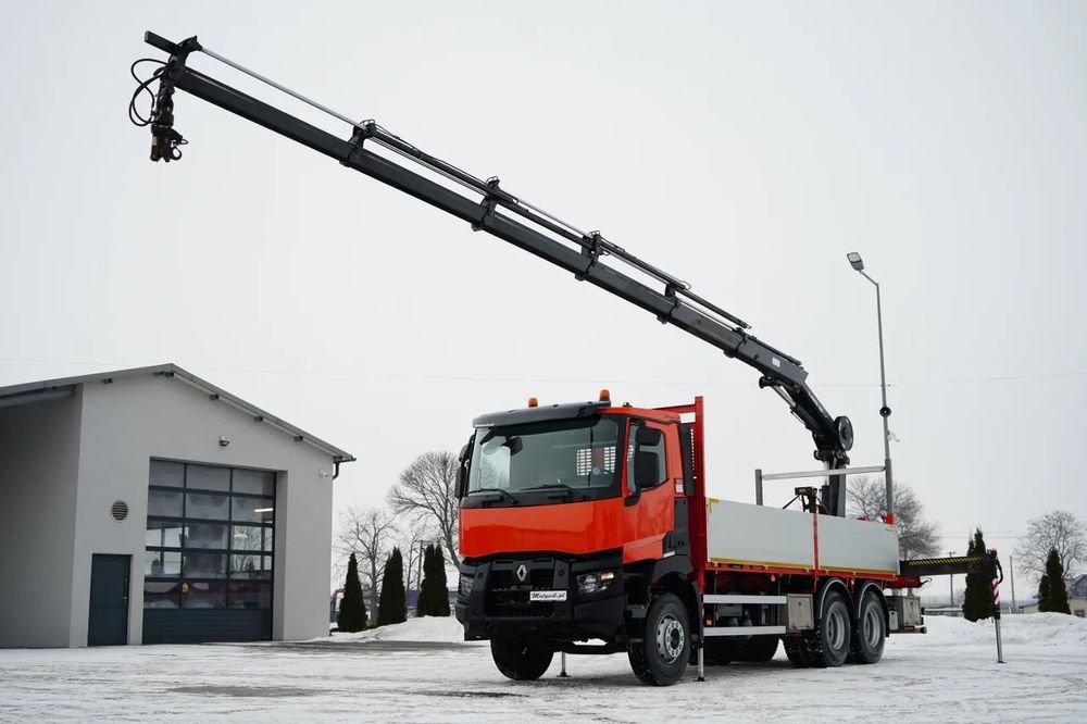 Renault C 430 / 6x4 / LIVRARE 6.2 M + CUPTOR HIAB X-DUO 188 / EXTENSIE 15 M / RADIOCOMANDĂ / FURCĂ / ROTATOARE