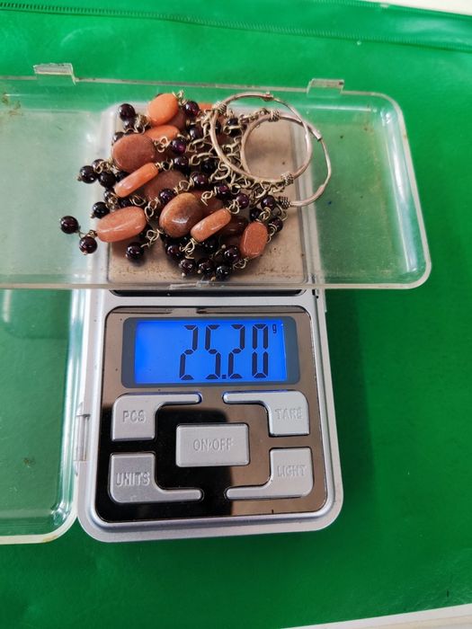 Сребърни обеци с гранати и ахат