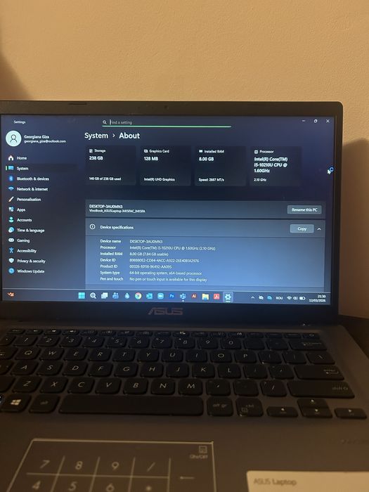 Laptop Asus VivoBook X415FAC_X415FA i5 | 8 GB Ram | 256 GB memorie