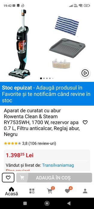 Vand aspirator si aparat de curatat cu abur Rowenta Clean & Steam